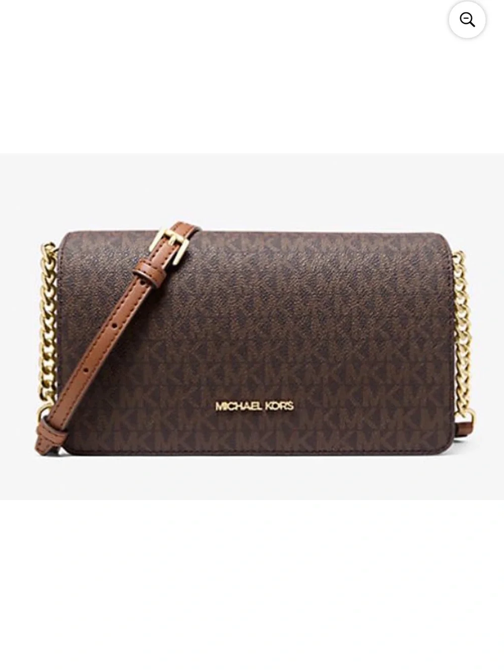 Michael Kors Brown Signature MK Chain-Trim Crossbody